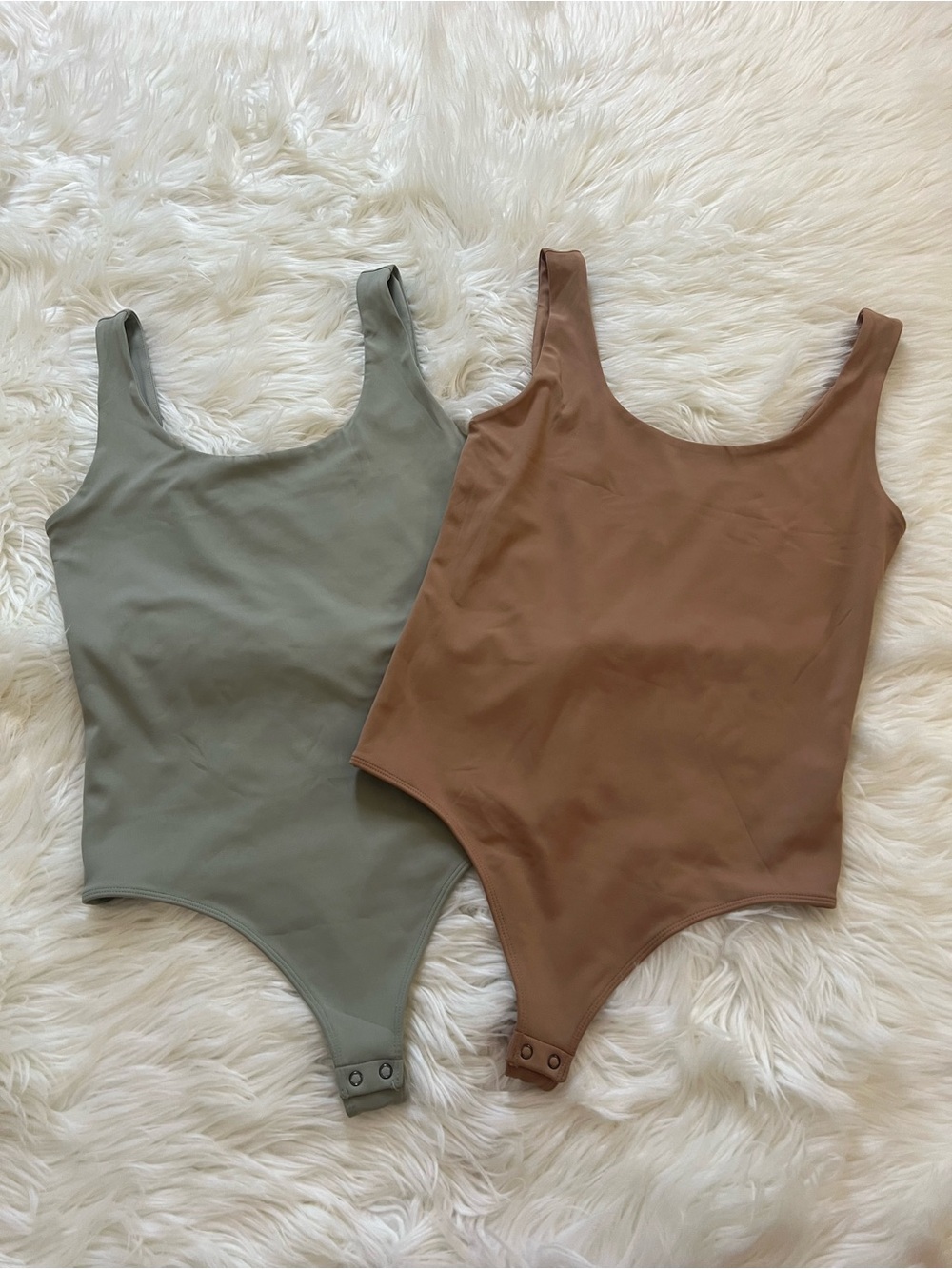 Express Women’s Bodysuits in Sage Green and Brown (2 Pack) Size Medium